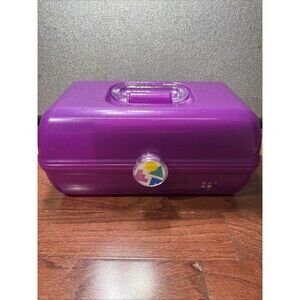 Caboodles On The Go Girl Makeup Case Purple Sparkle Great Condition Retro